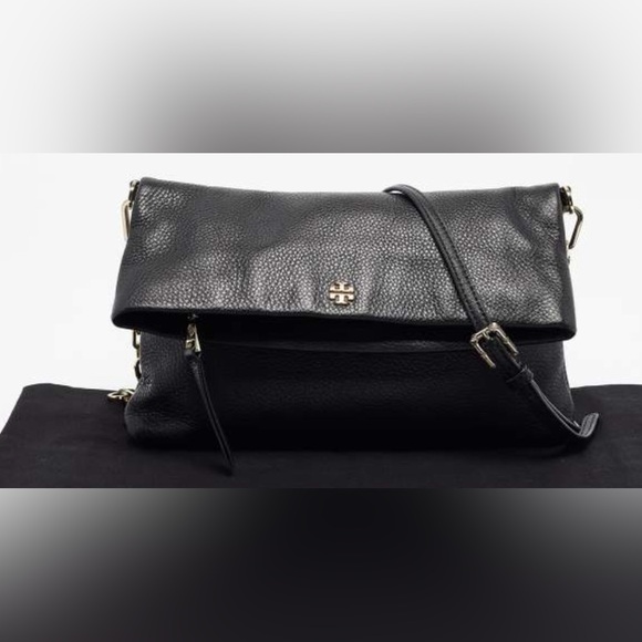 Tory Burch Black Leather Foldover Crossbody Bag - Picture 5 of 6
